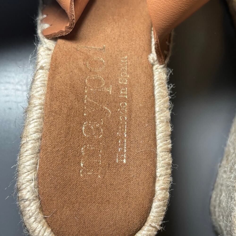 Maypol Spain Tan Leather Espadrille Wedge Sandals Size 38 (US 7.5-8) - Picture 6 of 9
